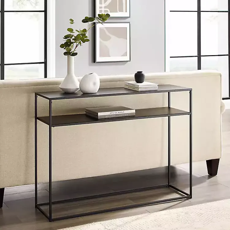 Kirklands Home Entryway Furniture|Blake Simple Metal Console Table Black