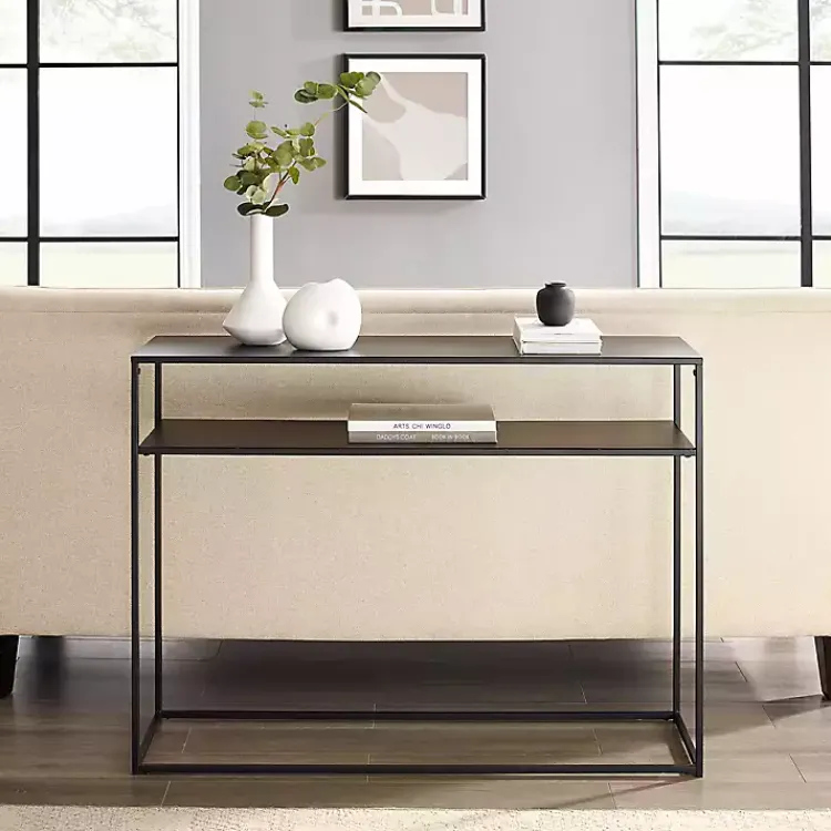 Kirklands Home Entryway Furniture|Blake Simple Metal Console Table Black