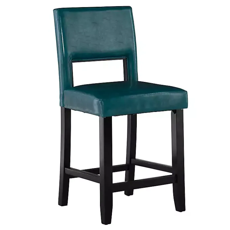 Kirklands Home Bar Stools & Counter Height Stools|Blakely Seat Counter Stool with Black Base Blue