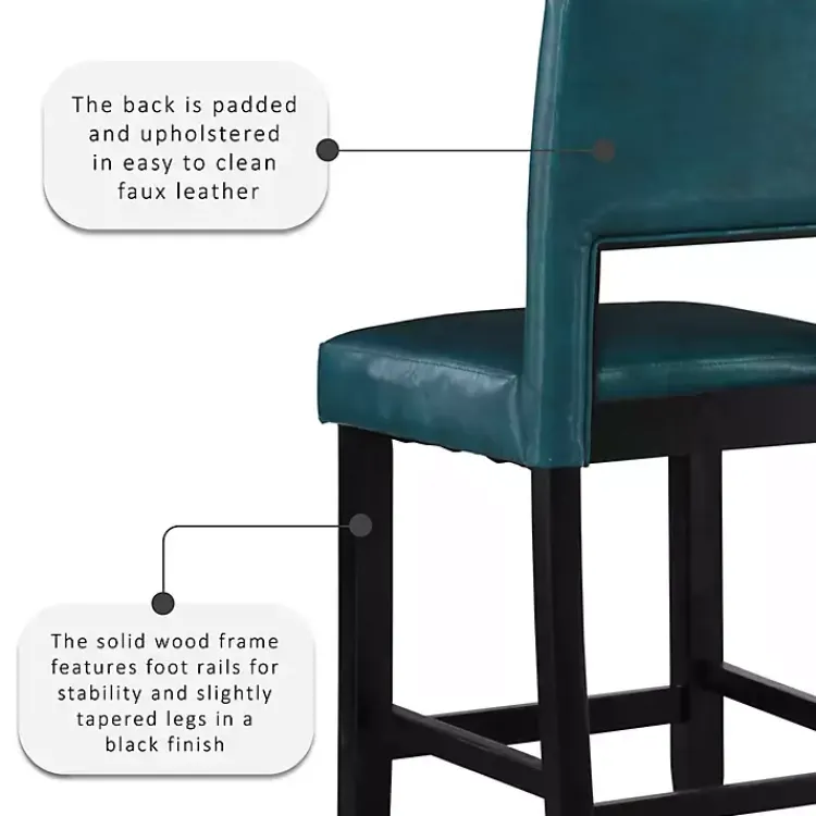 Kirklands Home Bar Stools & Counter Height Stools|Blakely Seat Counter Stool with Black Base Blue