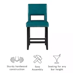 Kirklands Home Bar Stools & Counter Height Stools|Blakely Seat Counter Stool with Black Base Blue