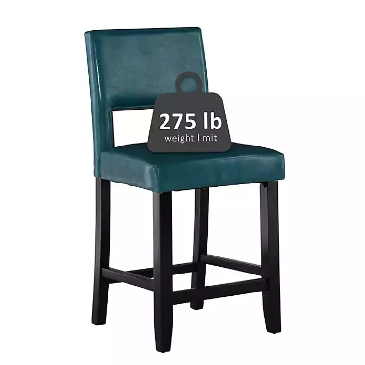 Kirklands Home Bar Stools & Counter Height Stools|Blakely Seat Counter Stool with Black Base Blue