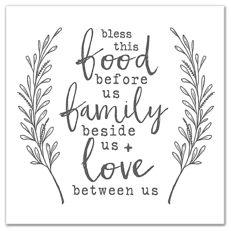 Kirklands Home Wall Quotes & Signs|Bless This Food White and Gray Canvas Art Print