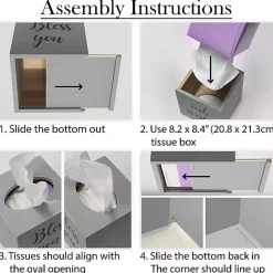 Kirklands Home Bathroom Accessories|Bless You Wood Tissue Box Cover Gray