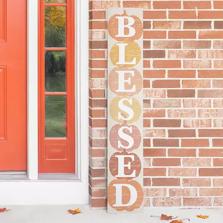 Blessed Colorful Pumpkins Fall Porch Board Fall