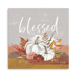 New Blessed Pumpkins and Flowers Giclee Canvas Print Fall