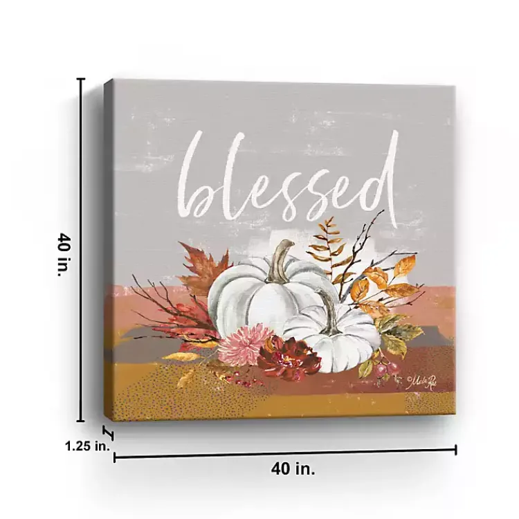 New Blessed Pumpkins and Flowers Giclee Canvas Print Fall