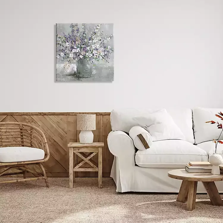 Kirklands Home Canvas Art|Blossoming Aster Bouquet Canvas Print, 24x24 in. Gray