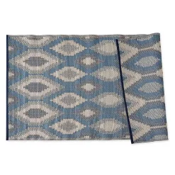 Kirklands Home Outdoor Rugs|Blue & Gray Diamond Stripe Outdoor Area Rug, 3x6