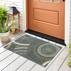 Kirklands Home Outdoor Rugs|Blue & Green Circles Indoor/Outdoor Rug, 3x4
