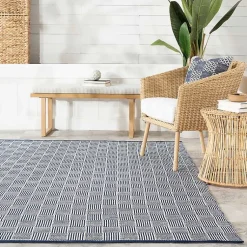 Kirklands Home Area Rugs|Blue & Ivory Checkered Indoor/Outdoor Rug, 5x8