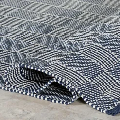 Kirklands Home Outdoor Rugs|Blue & Ivory Checkered Indoor/Outdoor Runner, 3x8