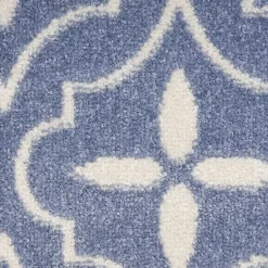 Kirklands Home Outdoor Rugs|Blue & Ivory Quatrefoil Indoor/Outdoor Rug, 4x6