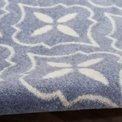 Kirklands Home Outdoor Rugs|Blue & Ivory Quatrefoil Indoor/Outdoor Rug, 5x7