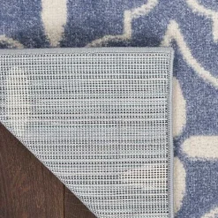 Kirklands Home Outdoor Rugs|Blue & Ivory Quatrefoil Indoor/Outdoor Rug, 5x7