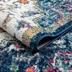 Kirklands Home Area Rugs|Blue & Orange Boho Medallion Area Rug, 5x7