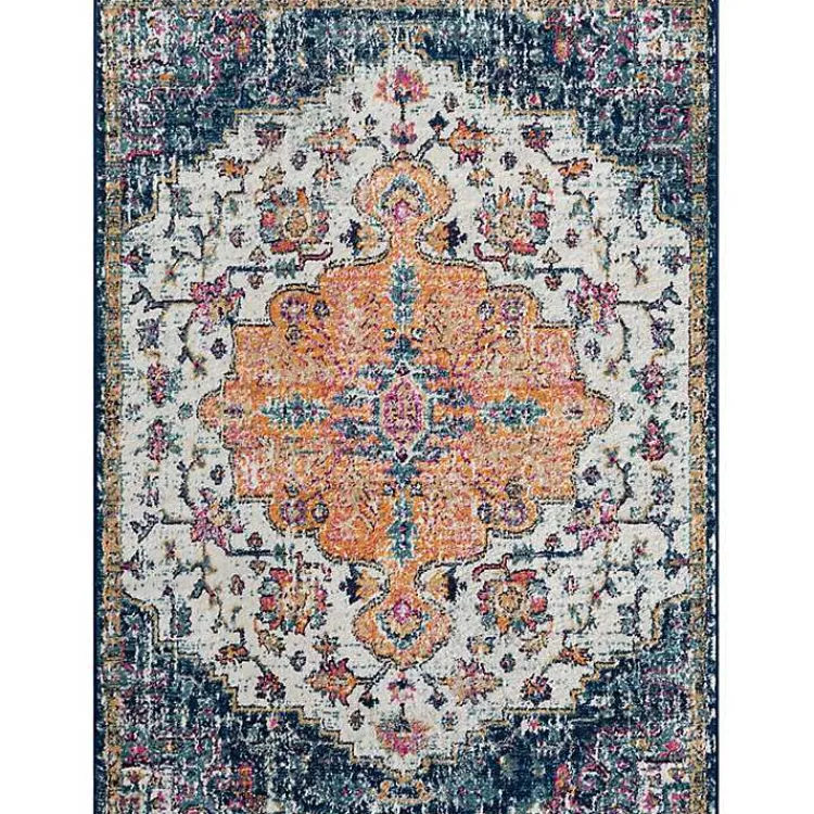 Kirklands Home Area Rugs|Blue & Orange Boho Medallion Area Rug, 6x9