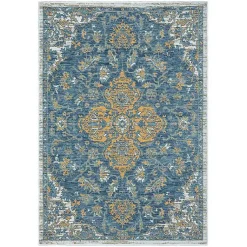 Kirklands Home Outdoor Rugs|Blue & Orange Medallion Reversible Area Rug, 8x10