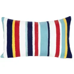 Kirklands Home Outdoor Cushions & Pillows|Blue & Red Lamontage Stripe Outdoor Lumbar Pillow