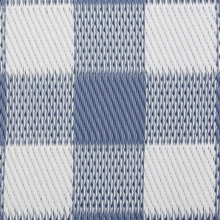 Kirklands Home Outdoor Rugs|Blue & White Buffalo Check Outdoor Area Rug, 4x6