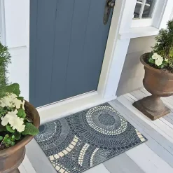 Kirklands Home Outdoor Rugs|Blue & White Circles Indoor/Outdoor Rug, 2x3