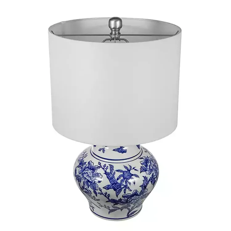 Kirklands Home Table Lamps|Blue & Floral Ceramic Table Lamp White