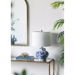Kirklands Home Table Lamps|Blue & Floral Ceramic Table Lamp White