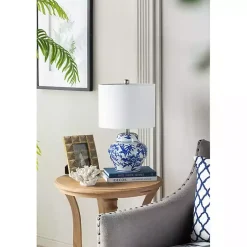 Kirklands Home Table Lamps|Blue & Floral Ceramic Table Lamp White