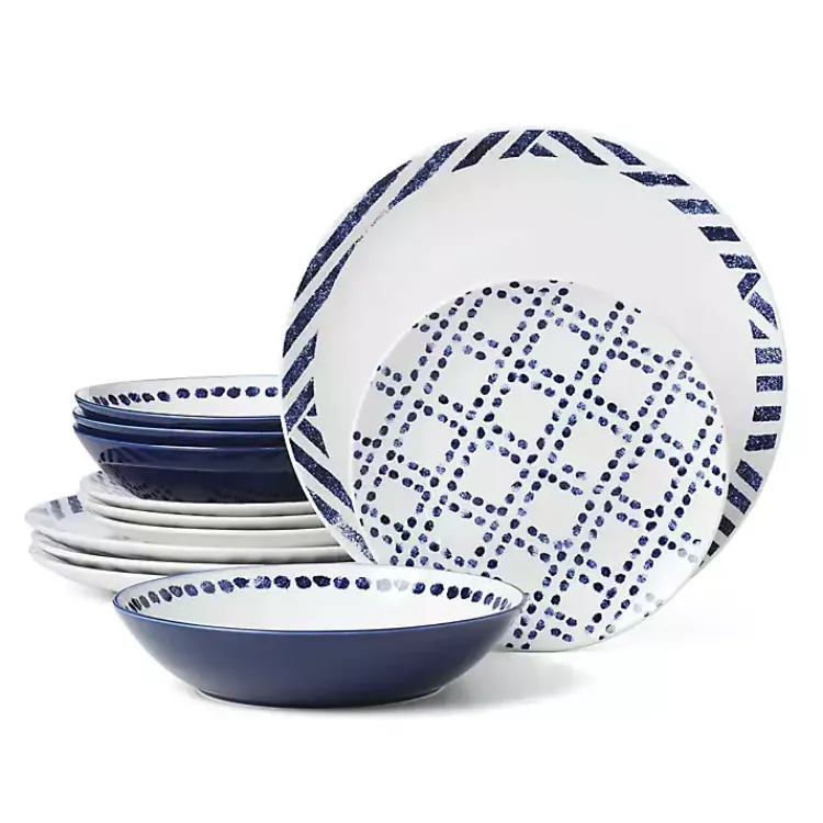 Kirklands Home Dinnerware|Blue & White Harbour 12-pc. Dinnerware Set
