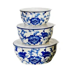 Kirklands Home Dinnerware|Blue & White 6-pc. Ceramic Food Storage Bowl Set