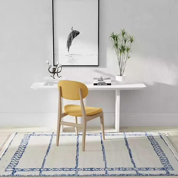 Kirklands Home Area Rugs|& White Striped Block Border Area Rug, 8x10 Blue