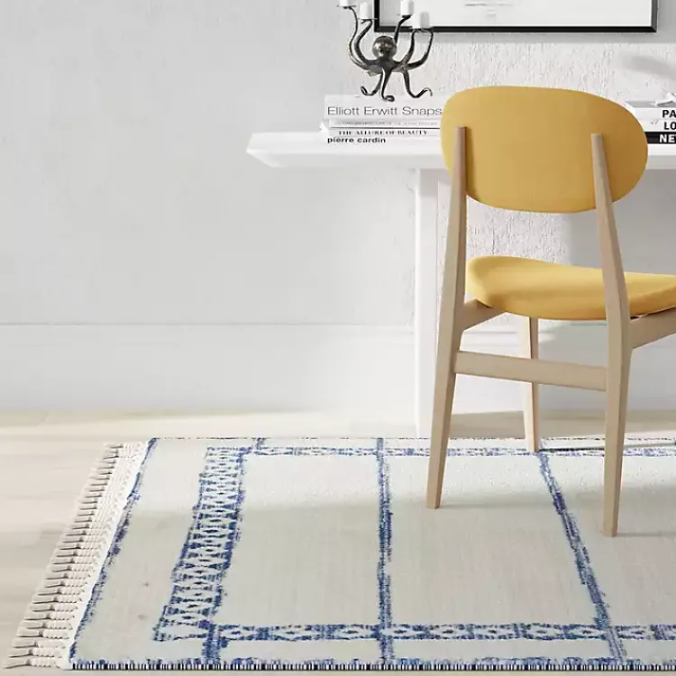 Kirklands Home Area Rugs|& White Striped Block Border Area Rug, 8x10 Blue