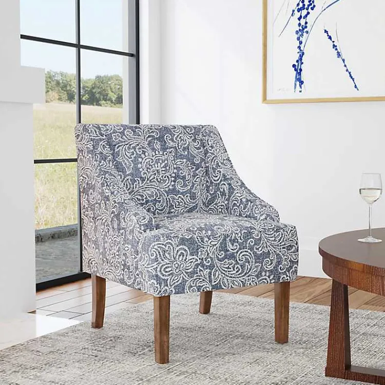 Kirklands Home Accent Chairs|& White Swoop Accent Chair Blue