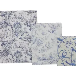 Blue & White Toile Canvas Book Boxes, Set of 3 Baskets & Boxes