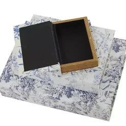 Blue & White Toile Canvas Book Boxes, Set of 3 Baskets & Boxes