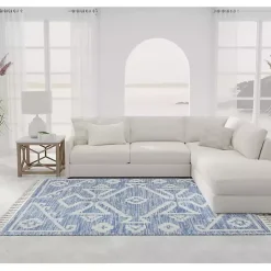 Kirklands Home Area Rugs|& White Tribal Medallion Shag Area Rug, 8x10 Blue