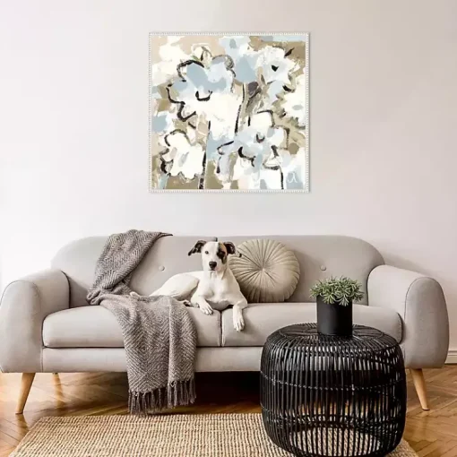 Kirklands Home Canvas Art|Blue Abstract Floral Framed Canvas Art Print