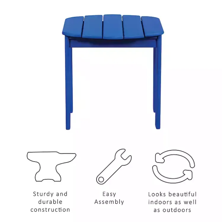 Kirklands Home Outdoor Tables|Acacia Wood Outdoor Adirondack End Table Blue