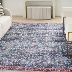 Kirklands Home Area Rugs|and Brick Floral Washable Area Rug, 5x7 Blue