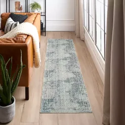 Kirklands Home Area Rugs|Blue and Cream Blackwell Runner, 2x8