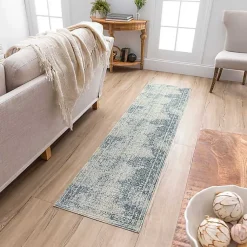 Kirklands Home Area Rugs|Blue and Cream Blackwell Runner, 2x10