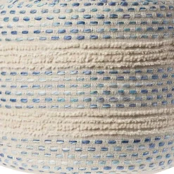 Clearance Blue and Cream Textured Stripe Pouf Poufs & Floor Cushions