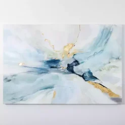 Kirklands Home Canvas Art|Blue and Gold Abstract Canvas Art Print, 48x32 in.