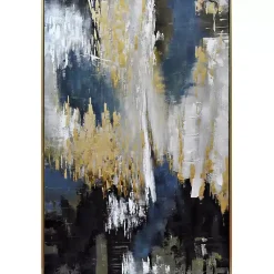 Kirklands Home Canvas Art|Blue and Gold Abstract Framed Canvas Art Print