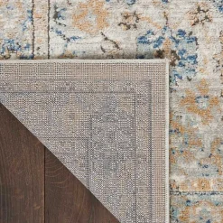 Kirklands Home Area Rugs|Blue and Gray Bordered Trina Runner
