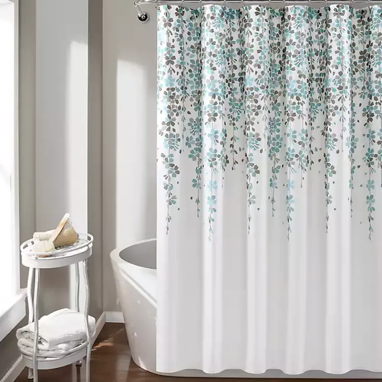 Kirklands Home Shower Curtains|and Gray Weeping Flower Shower Curtain Blue