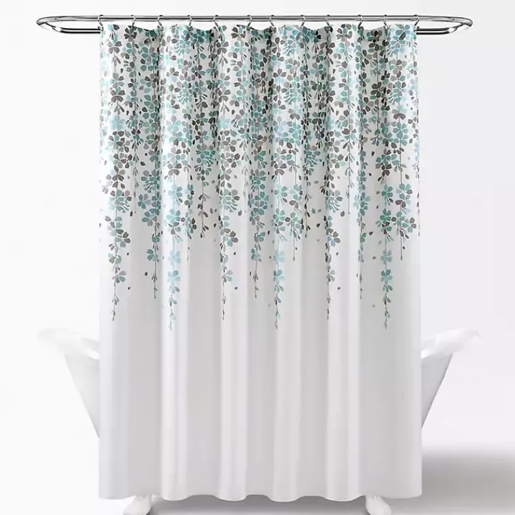 Kirklands Home Shower Curtains|and Gray Weeping Flower Shower Curtain Blue