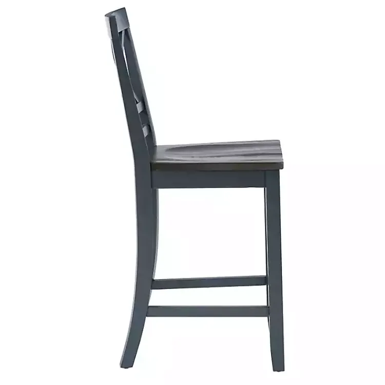 Kirklands Home Bar Stools & Counter Height Stools|Blue and Gray Wood Aliza Counter Stools, Set of 2