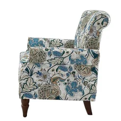 Kirklands Home Accent Chairs|Blue and Green Floral Upholstered Accent Chair