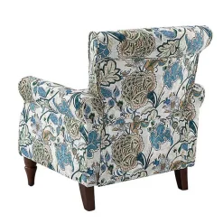 Kirklands Home Accent Chairs|Blue and Green Floral Upholstered Accent Chair